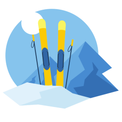 Ski Equipment in Mountain Landscape