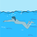 Skinny dipping swimmer