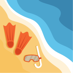 Snorkeling gear on the beach