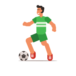 Soccer player dribbling ball