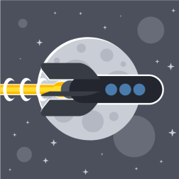 Flying space rocket