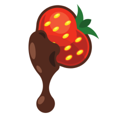 A strawberry and chocolate topping