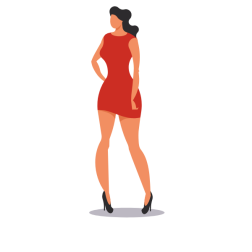 Tall woman dressed in red