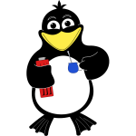 Vector clip art of penguin holding softdrink