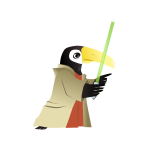 Vector drawing of penguin with lightsaber