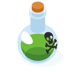 Green liquid in the bottle