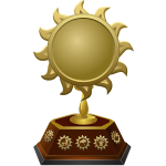 Vector drawing of gold sun shaped trophy