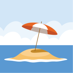 A lone umbrella on an island