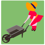 Wheelbarrow and a girl