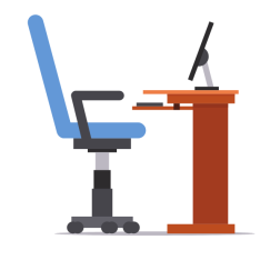 Chair and desk at a workplace